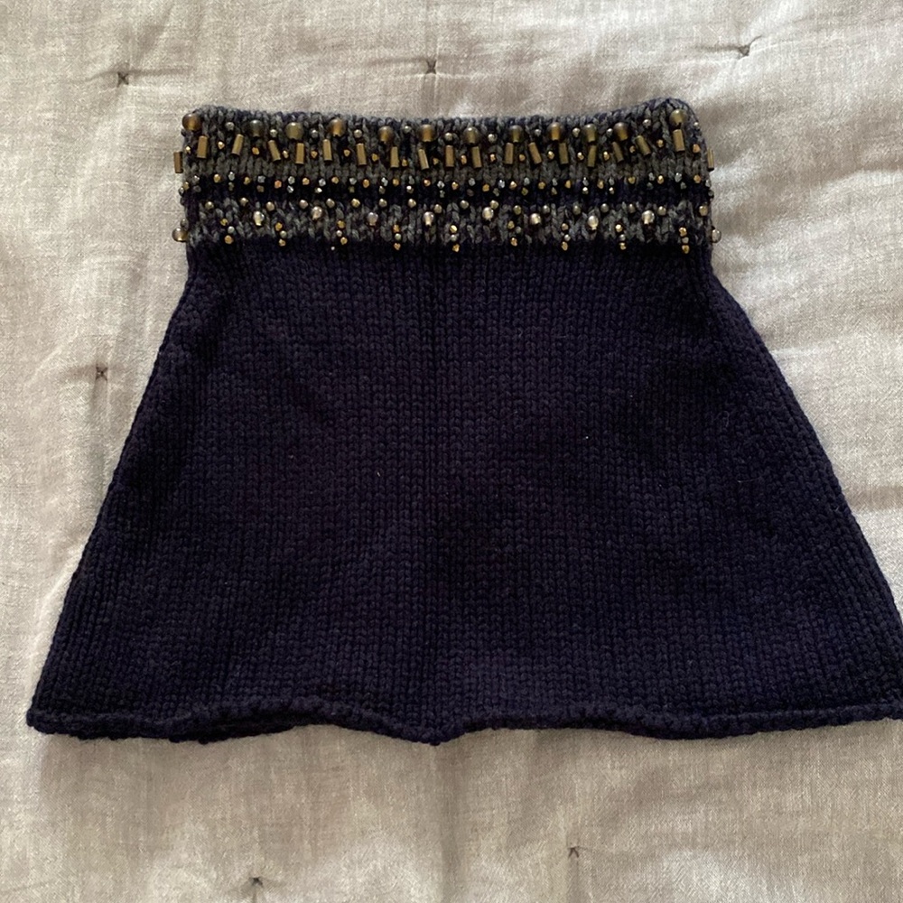 Brunello Cucinelli 100% cashmere work of art navy blue skirt XS/S Made in Italy
